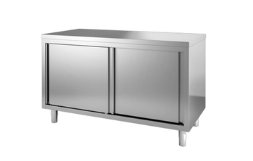 RVS werktafel met schuifdeuren - 700 mm diep