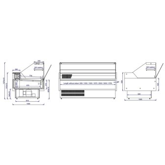 Koeltoonbank zwart  - 1959 x 1095 mm