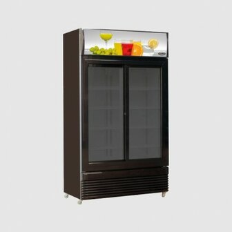 Glasdeur koelkast zwart - 780 liter schuifdeuren