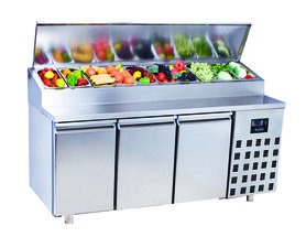 Saladette met 3 deuren en 10 x 1/3 GN 